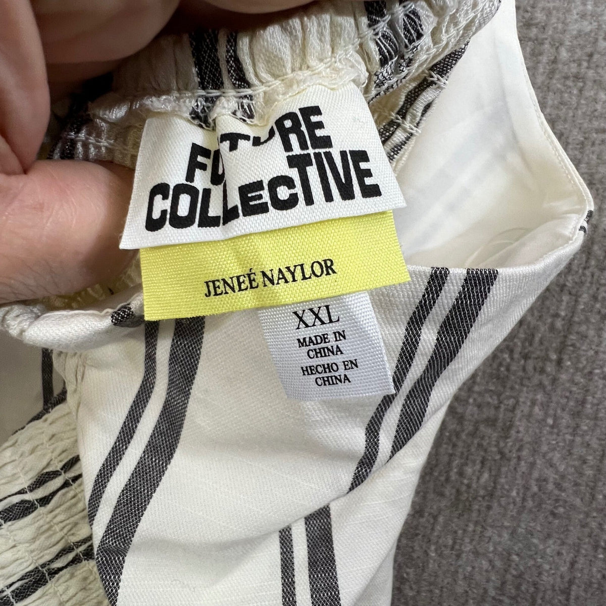 Future Collective Jenee Naylor White Black Striped Tie Strap Top XXL