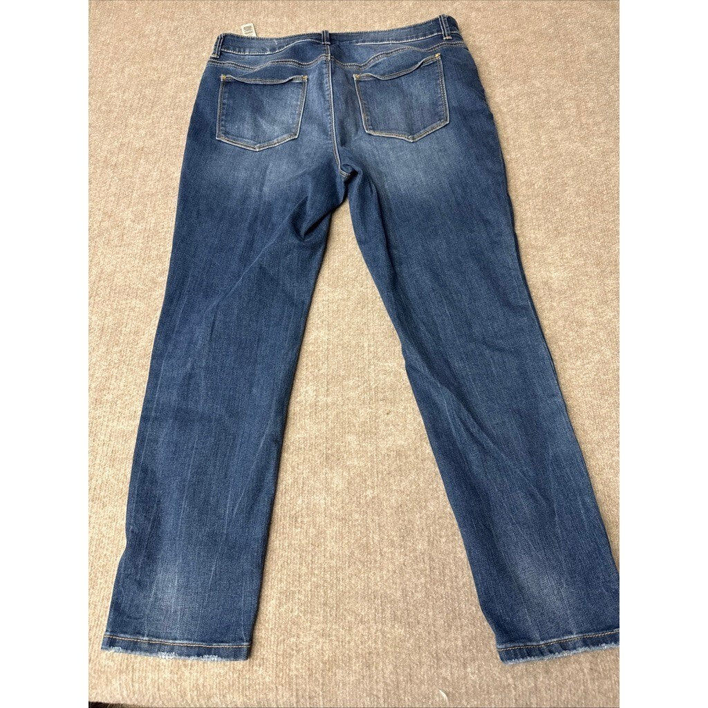 Chicos Platinum Jegging 2 (12P) Petite Blue Denim Patchwork Jeans
