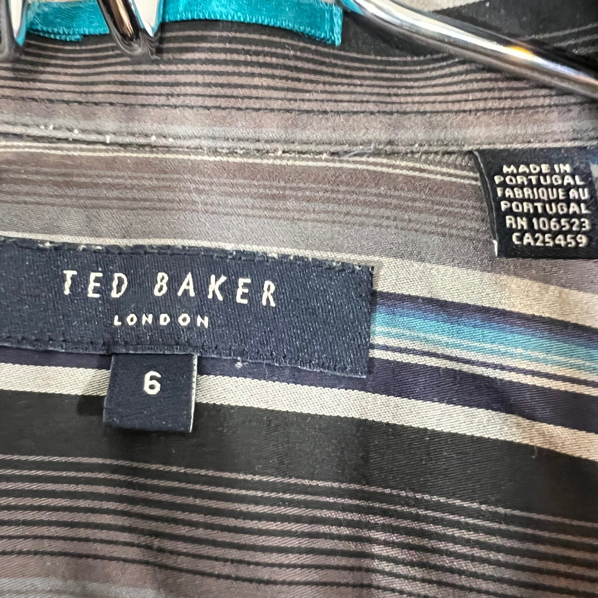 Ted Baker London Shirt Mens 6 Multicolor Stripe Cotton Long Sleeve Button Up