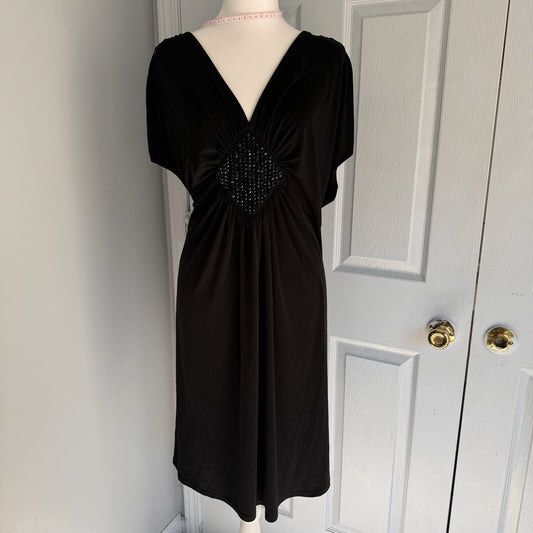 Lane Bryant 18/20 Sleeveless Ruched V-Neck Sparkle Embellished Midi Dress Witchy