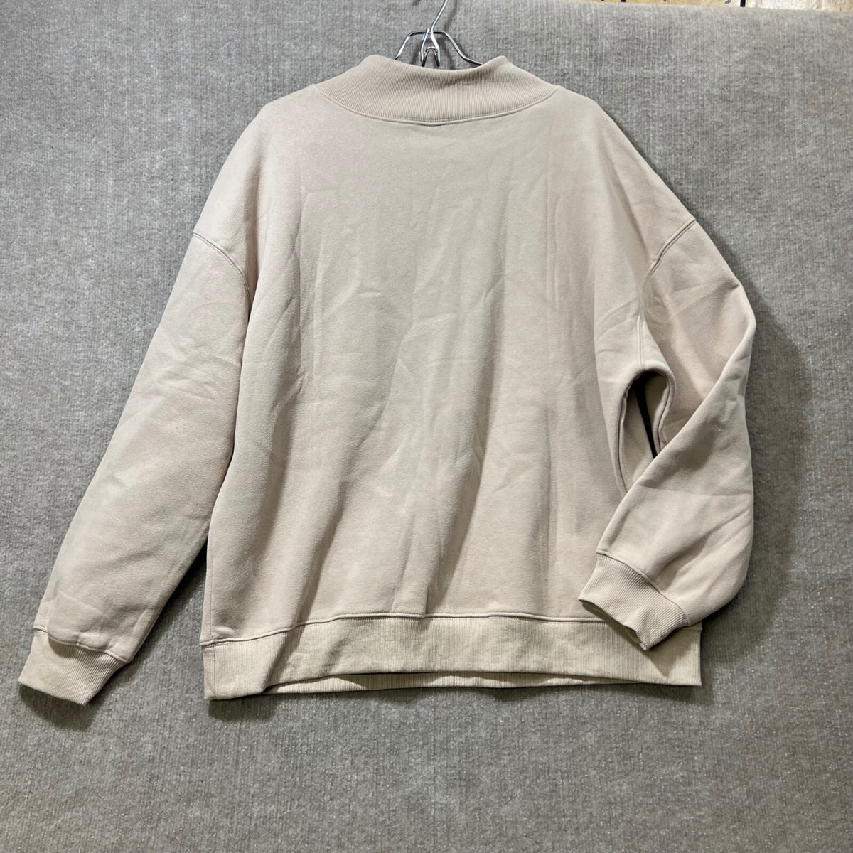 Trendy Queen Mock Neck Sweatshirt Pullover Oversize Beige XL Cotton Polyester