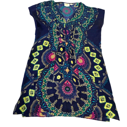 Maeve Anthropologie Silk Rayon Blend Boho Mandala Print Dress Small