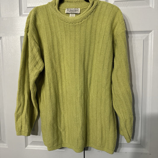 A Knitch Above by Spar Knitwear M USA Lime Texture Knit Sweater Cotton Mock Neck