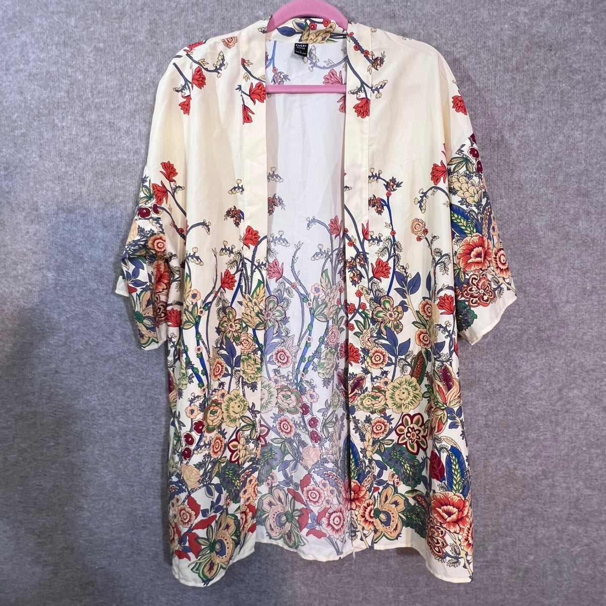 Emery Rose Kimono Cardigan Womens Large Floral Open Front Lightweight Boho Chic