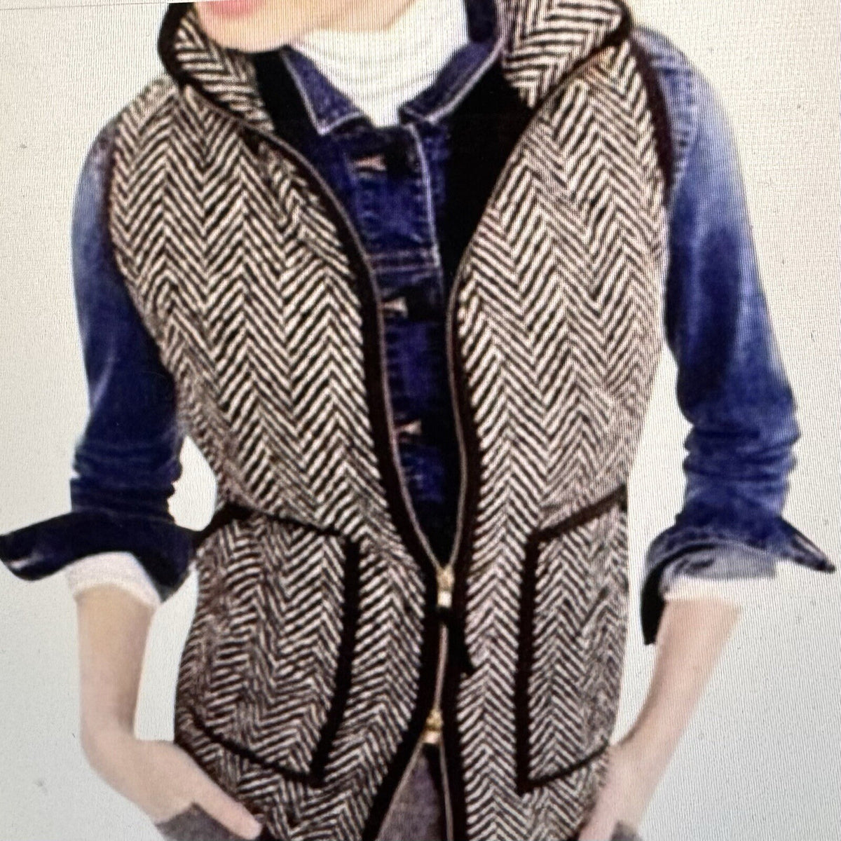 J. Crew Women’s 2012 Herringbone Down Puffer Vest size XS Zip Up Fitted