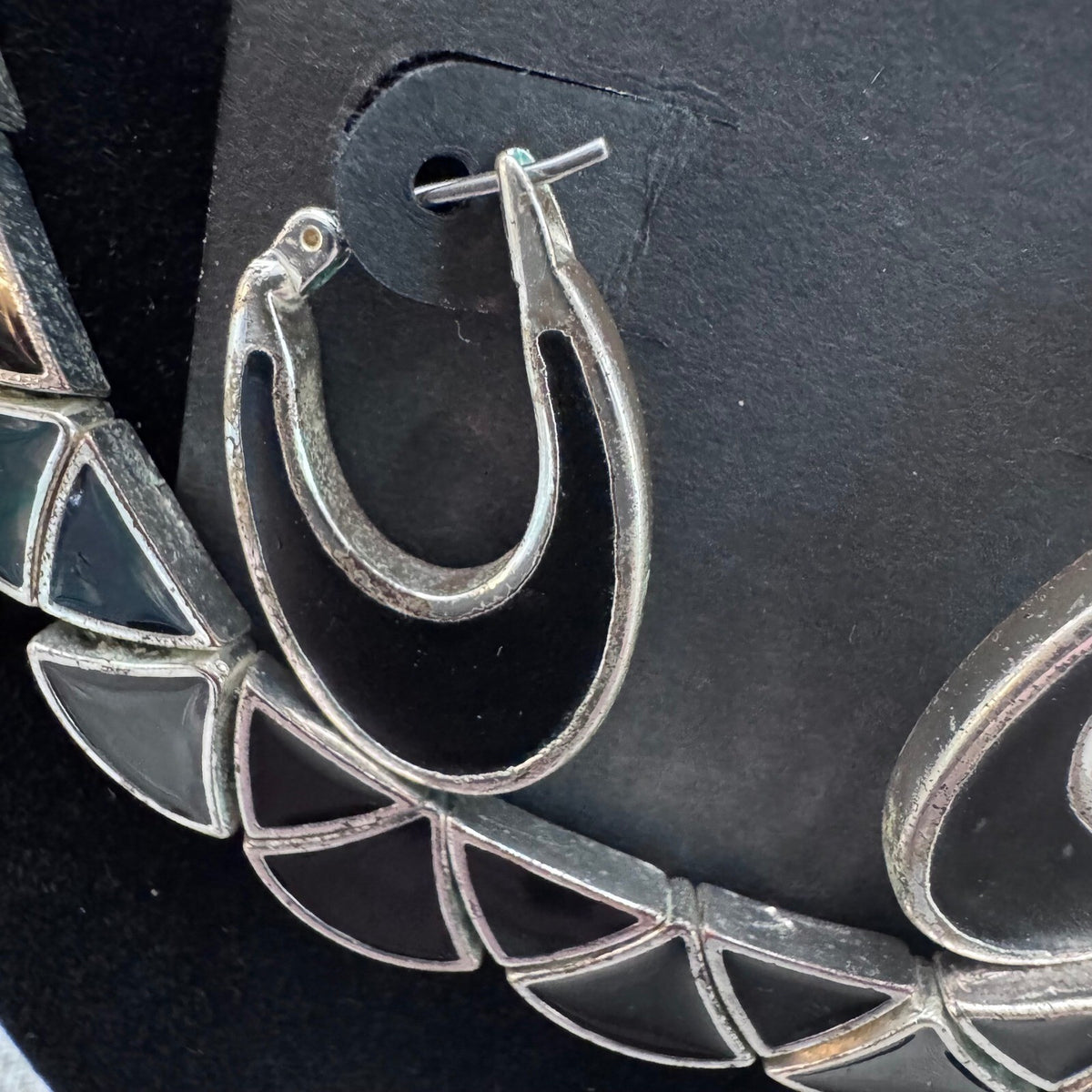 LC Lauren Conrad Silver Tone Geometric Earrings & Unbranded Matching Necklace