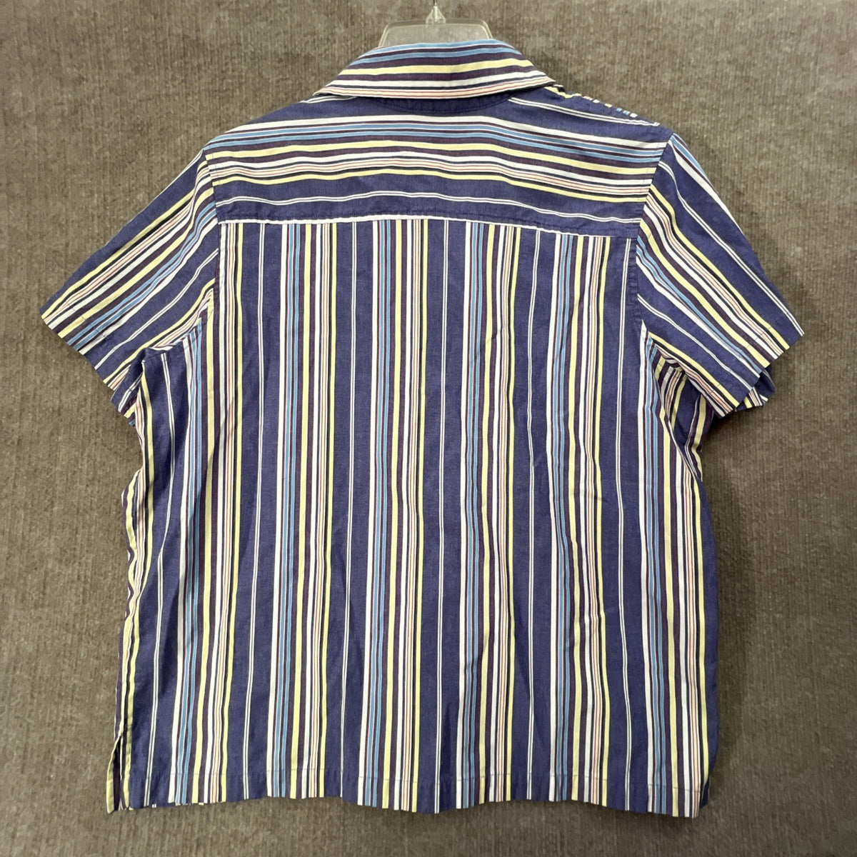 Blair Button-Up Shirt Embroidered Floral Purple White Striped 3/4 Sleeve Top XL
