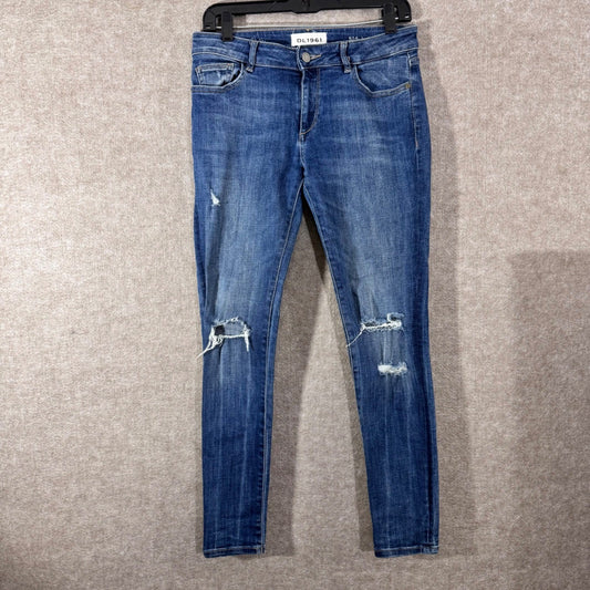 DL1961 Emma Skinny Jeans Women 28 Blue Distressed Stretch Denim Minimalist