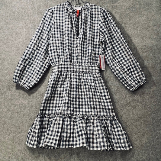 Never A Wallflower Gingham Plaid Tiered Ruffle Prairie Cottagecore MIDI Dress S
