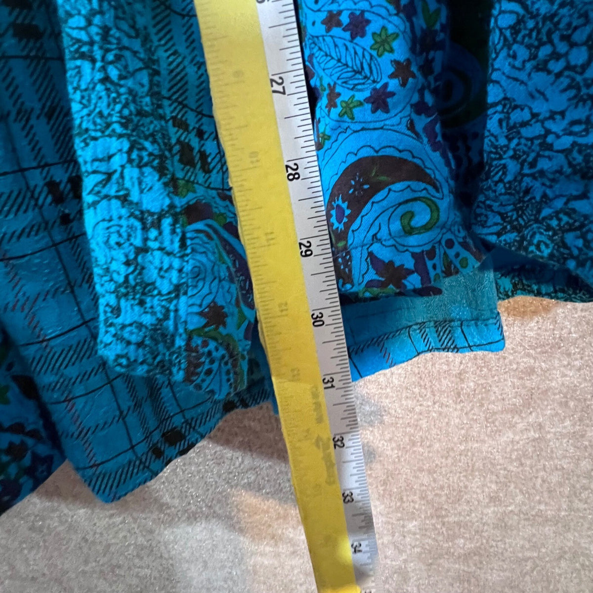 Vintage Carole Little Sport Maxi Skirt Womens 12 Blue Patchwork Paisley Boho