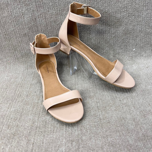 14th & Union Block Heel Sandals Womens 10M Nude Patent Ankle Strap Minimalist
