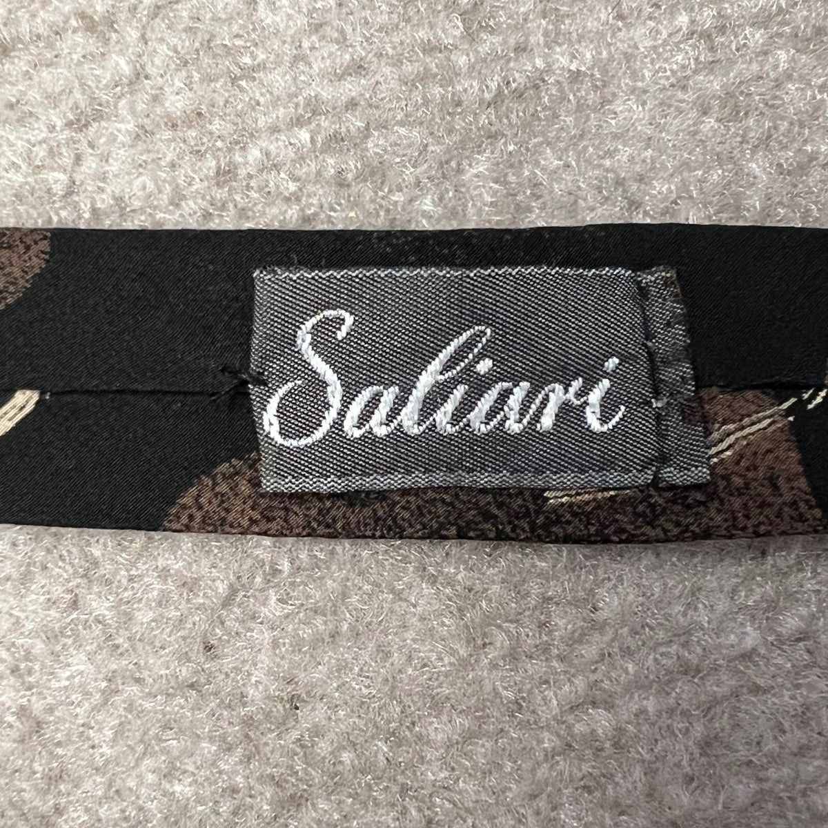 Saliari Italy 100% Silk Tie Brown Black Abstract Designer Necktie
