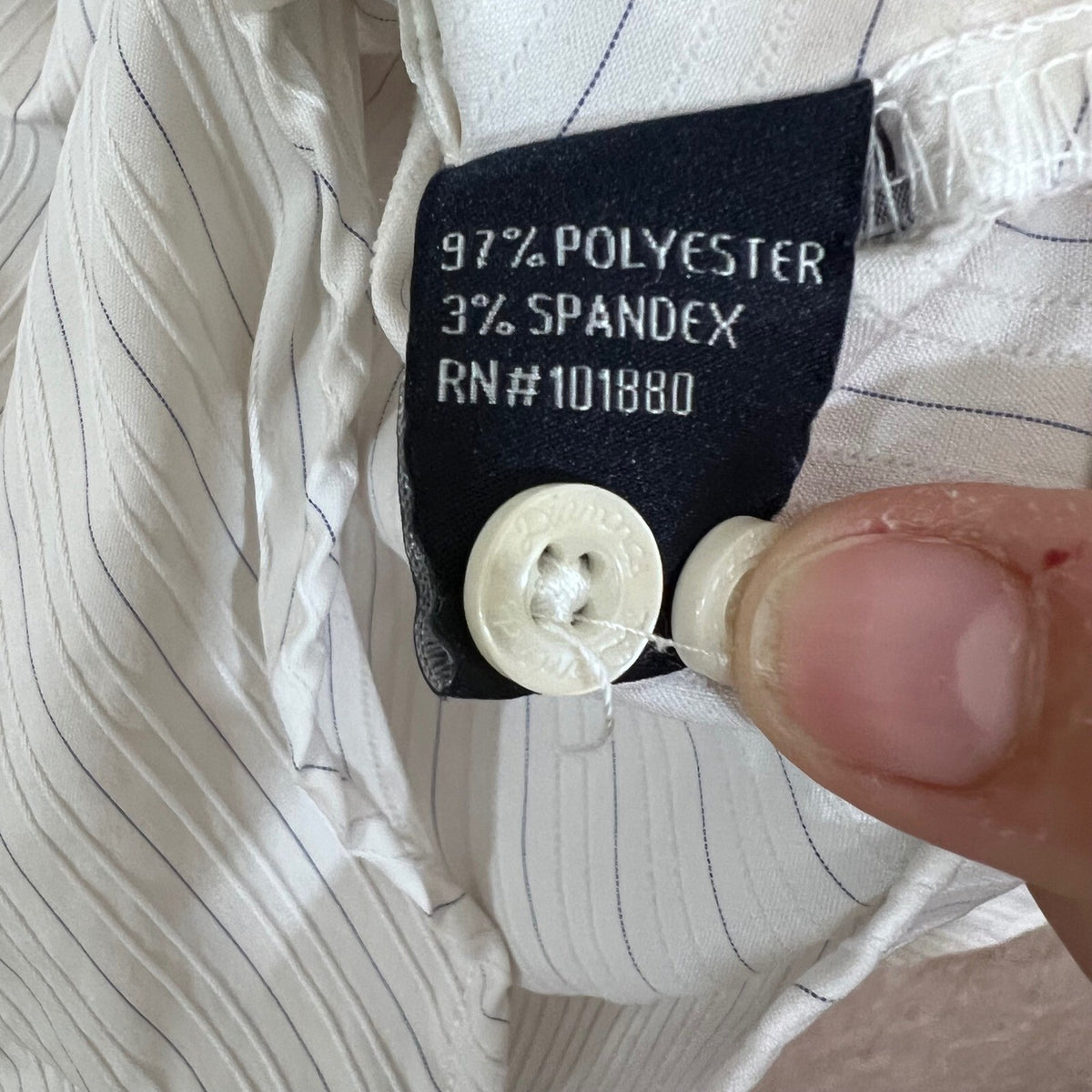 7 Diamonds Button Up Shirt Mens Large White Blue Striped Stretch Casual Y2K
