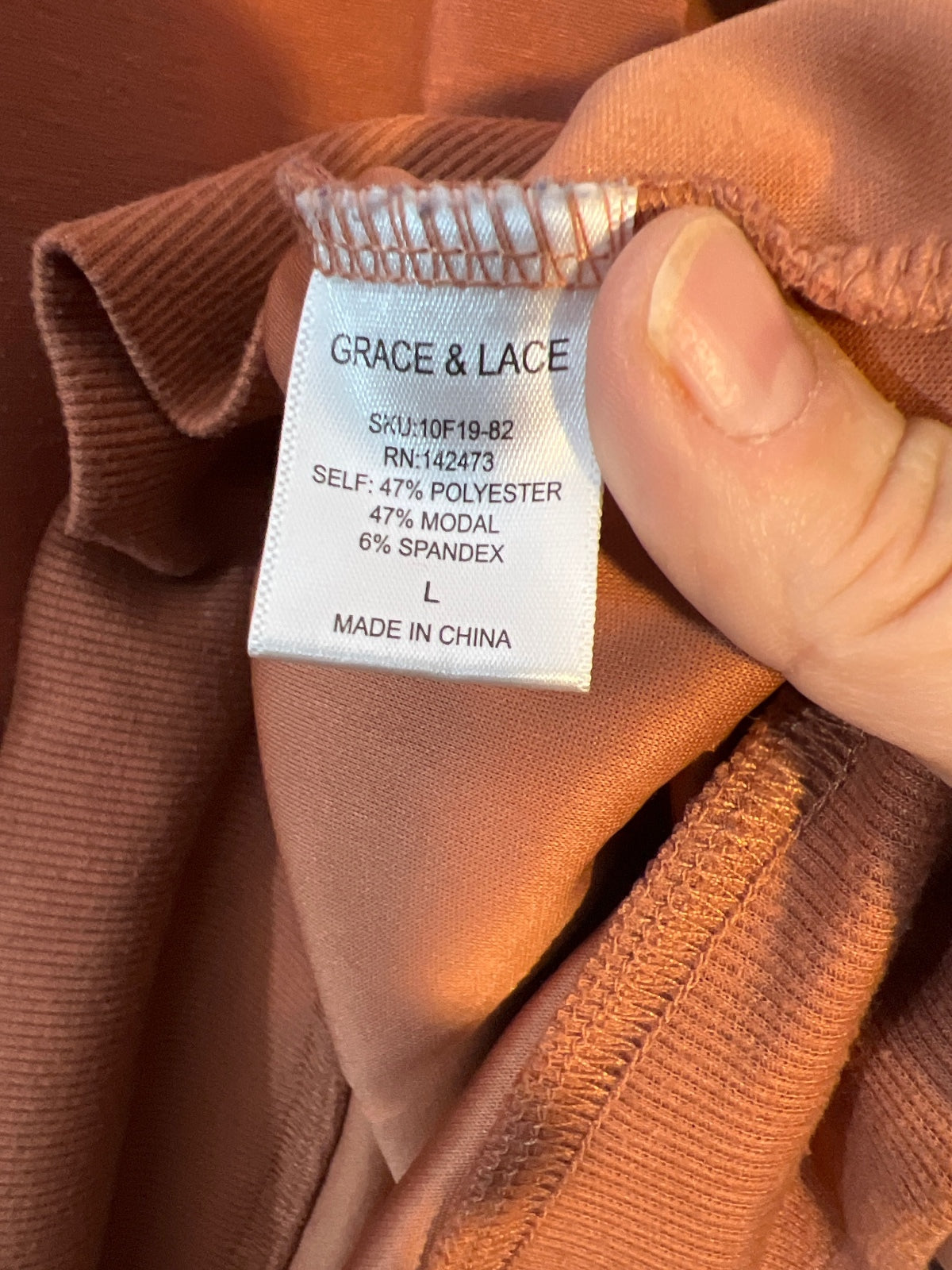 Grace & Lace Rust V-Neck Hoodie Sweatshirt, Size Large