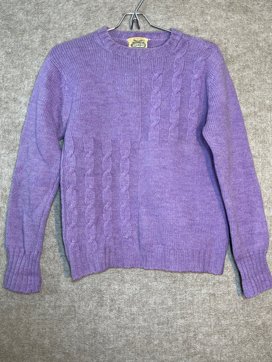 Vintage The Villager Sweater 36 Virgin Wool Cable Knit Hand Loomed 60s 70s