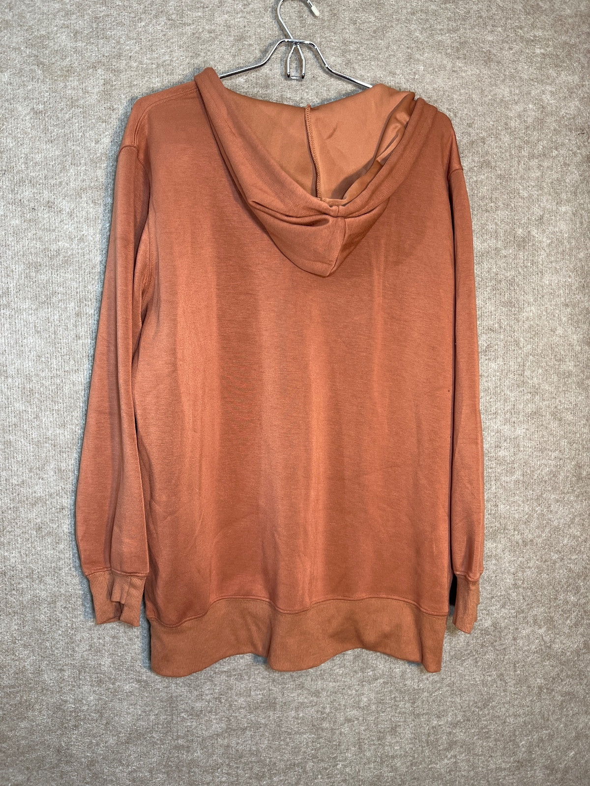 Grace & Lace Rust V-Neck Hoodie Sweatshirt, Size Large