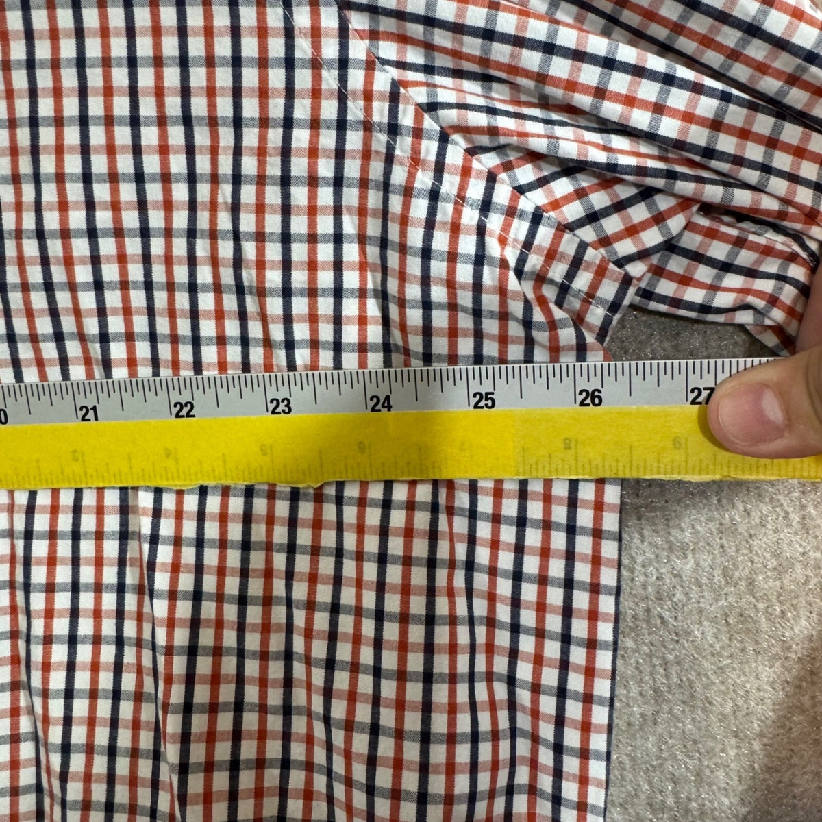 IZOD Button Down Shirt Mens XXL Orange Blue Plaid Long Sleeve Casual Preppy