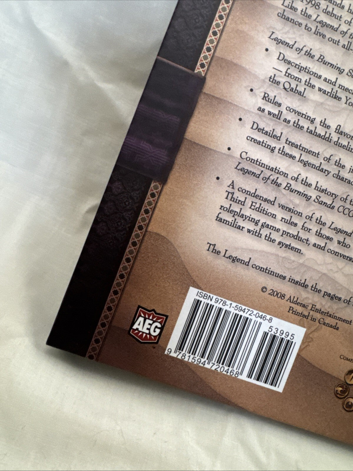 Legend of the Burning Sands: Core Rulebook (Hardcover RPG Book, 2008) AEG L5R 3E