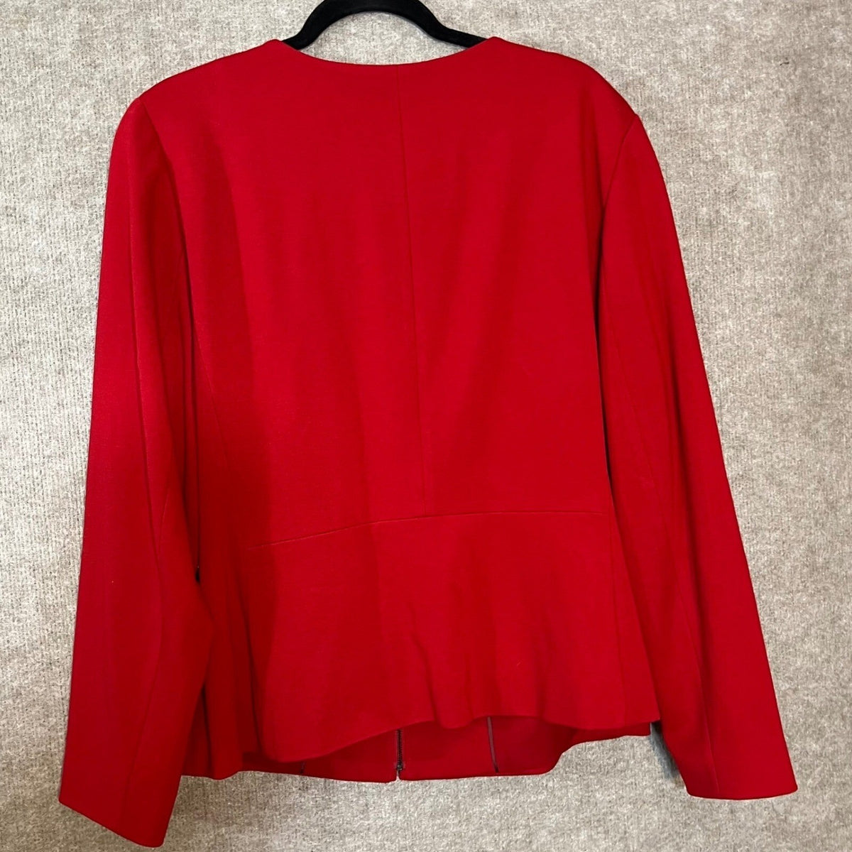 Talbots Zip Front Blazer Women 16W Red Italian Knit Long Sleeve Career Chic