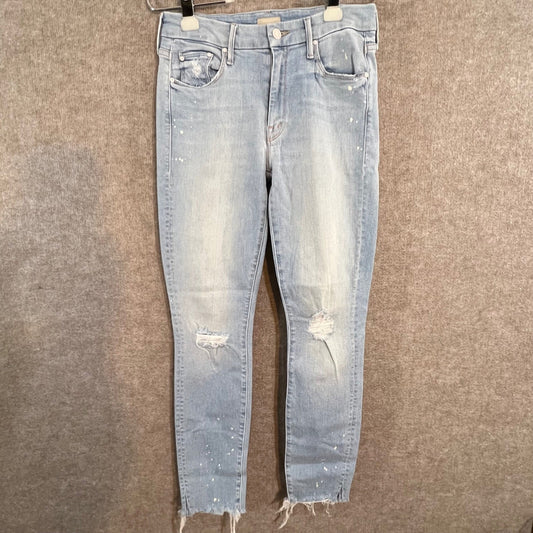 MOTHER The Looker Jeans Womens 27 Distressed Paint Splatter Raw Hem Skinny Denim