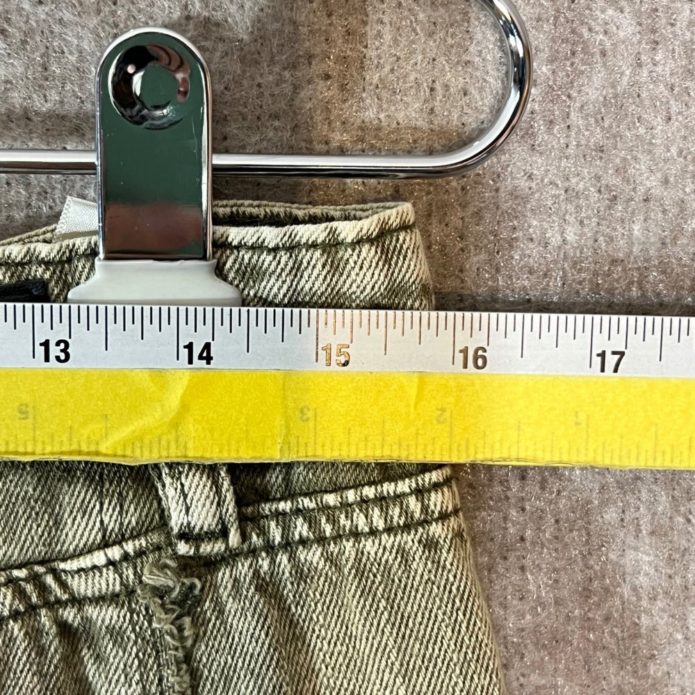 PTCL Ethikal Wide Leg Jeans Women 28 Olive Green Frayed Seam Raw Hem Grunge
