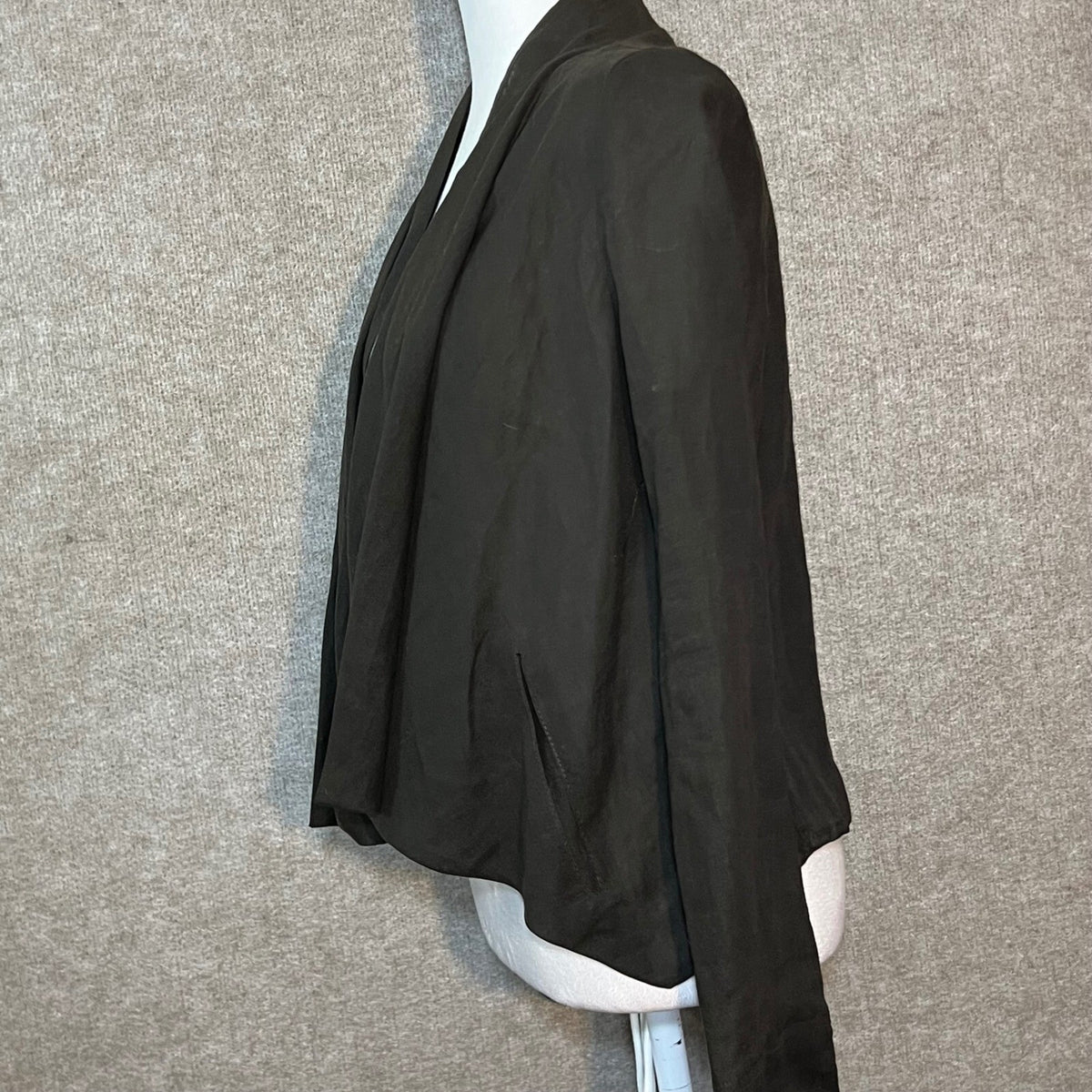 Sarah Pacini Linen Blend Cardigan Jacket Women Size 1 Brown Draped Open Front
