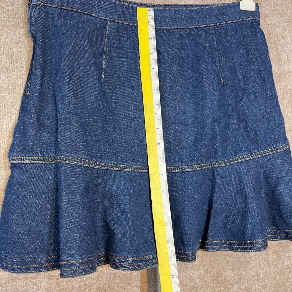 Reformation Jeans Denim Ruffle Mini Skirt Women 29 Blue Flounce Hem Casual Cute
