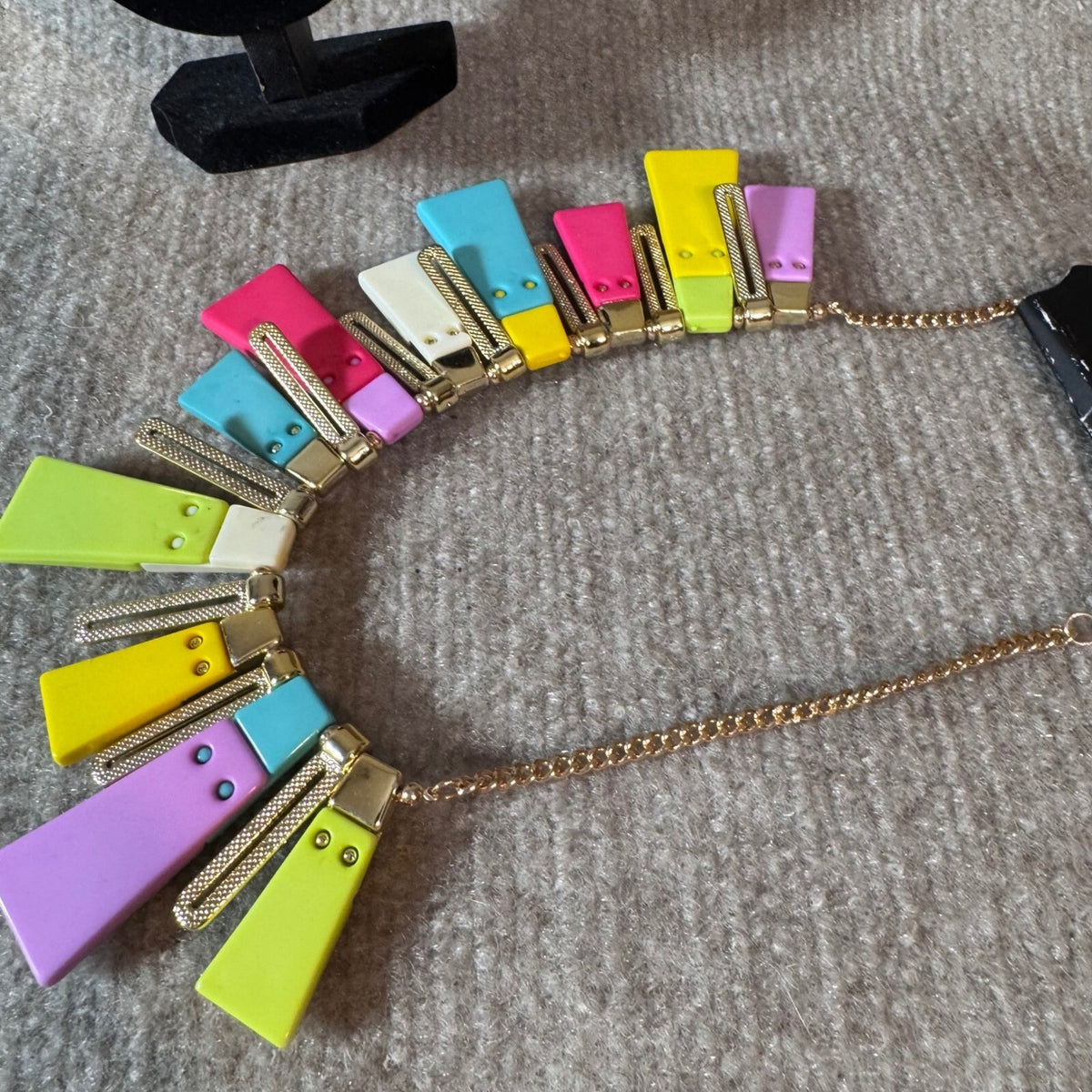 Tanya Creations Neon Statement Necklace Color Block Geometric Dopamine Dressing