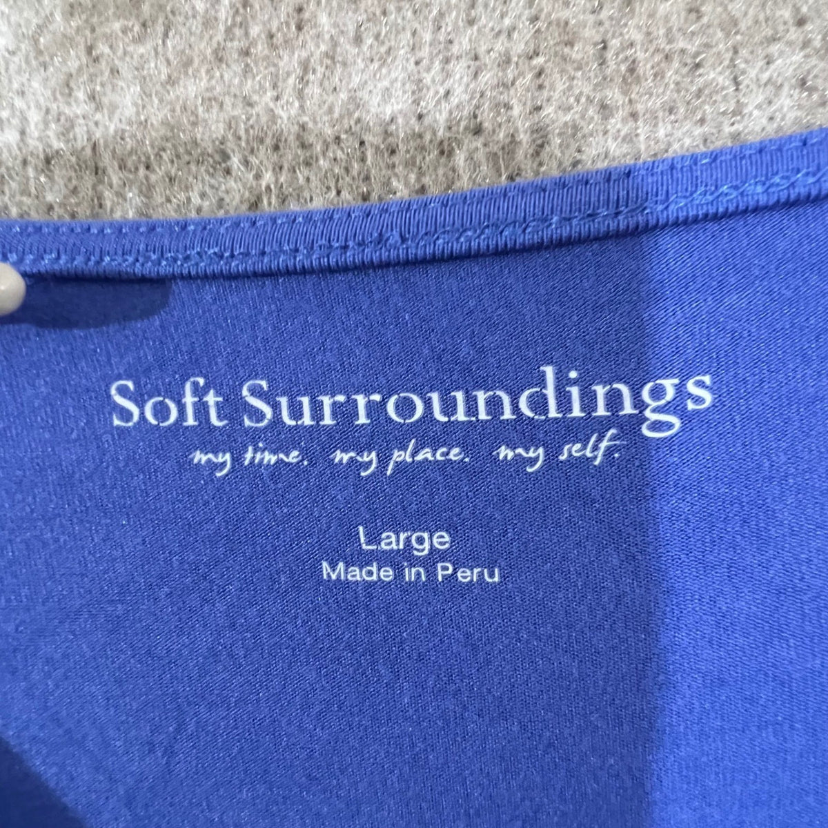 Soft Surroundings Modal Top Women Large Blue Long Sleeve Keyhole Stretch Cozy