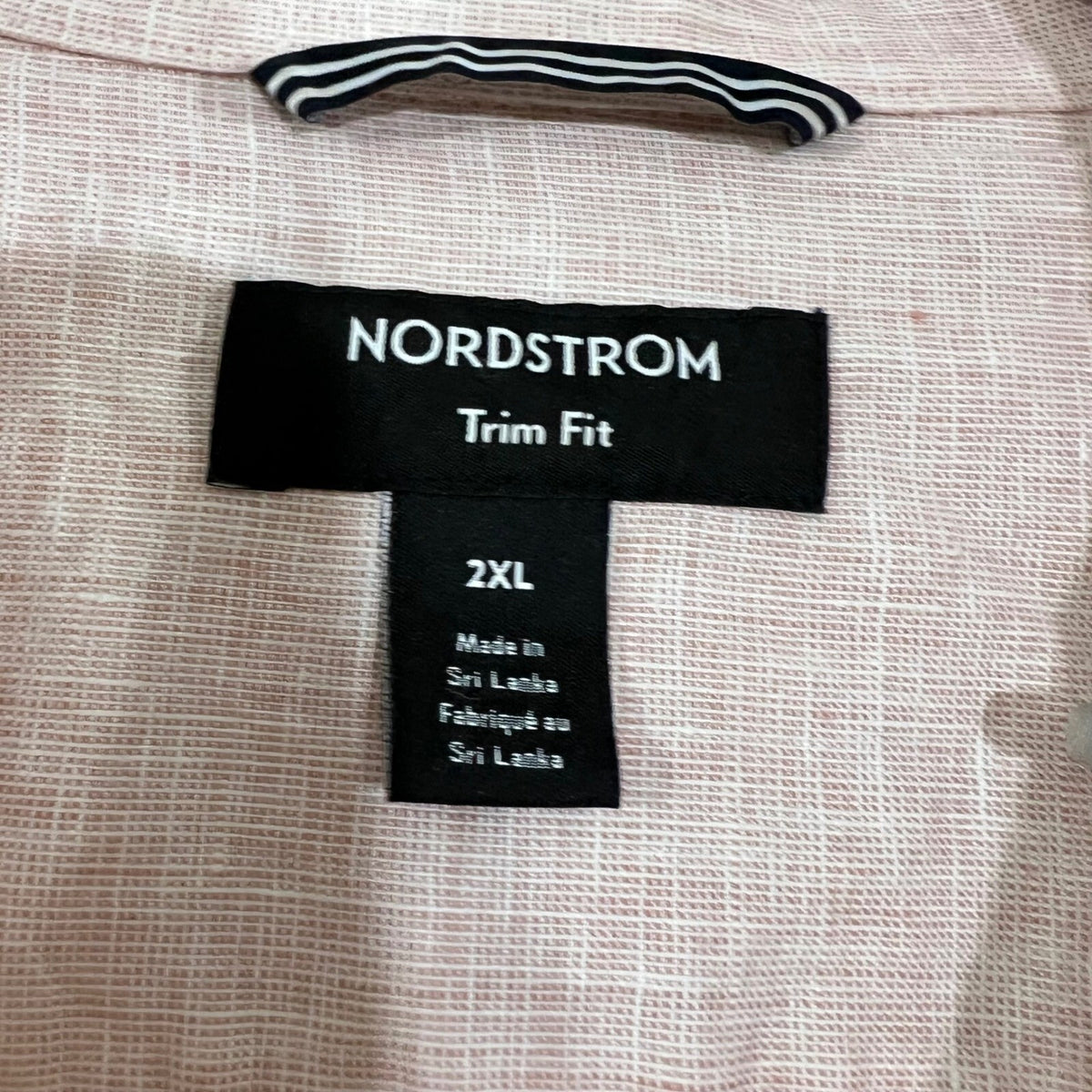 Nordstrom Linen Button Up Shirt Mens 2XL Trim Fit Pink Long Sleeve Minimalist