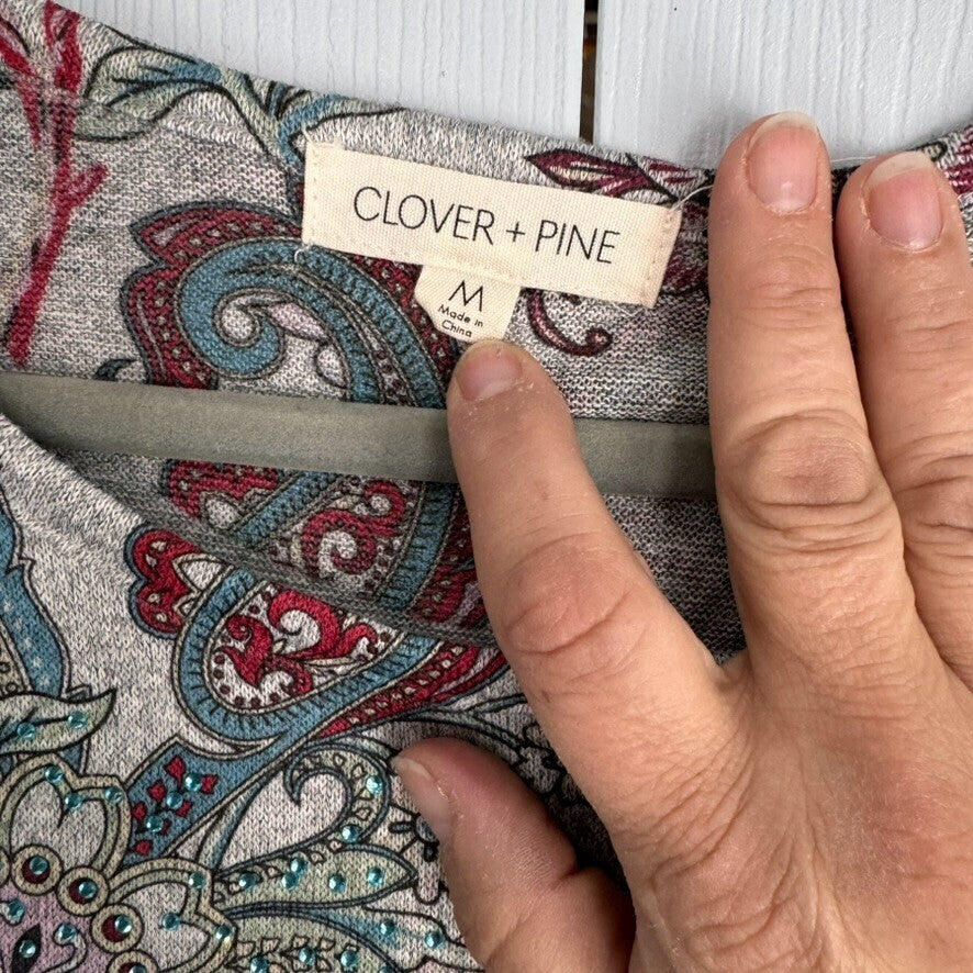 Clover + Pine Medium Long Sleeved Paisley Tunic, Colorful Comfy casual