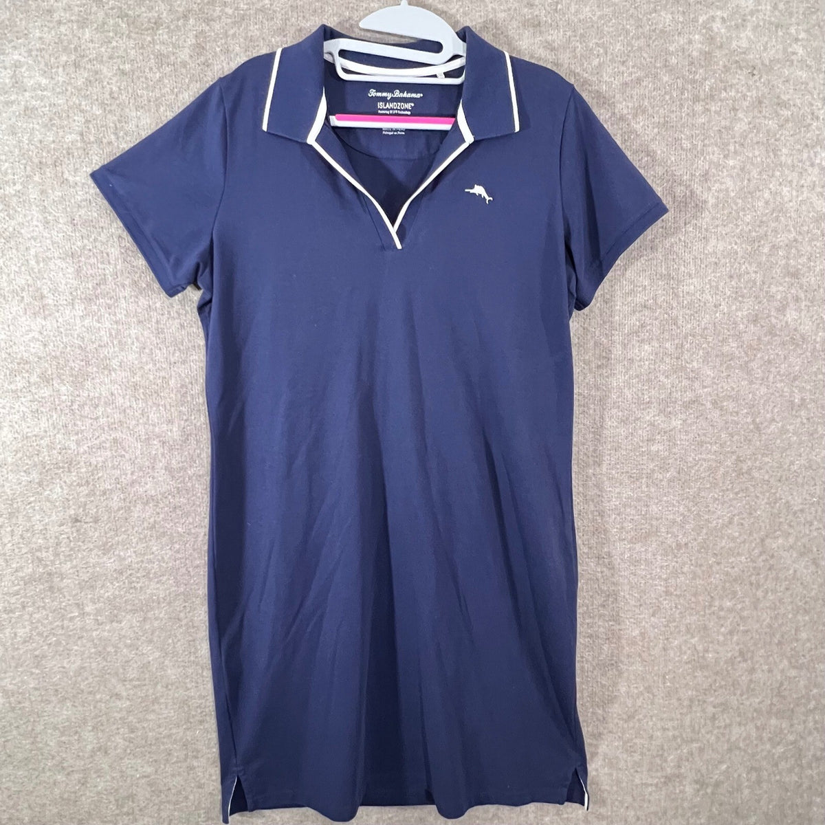 Tommy Bahama IslandZone Polo Dress Womens Medium Navy Blue Pima Cotton Preppy