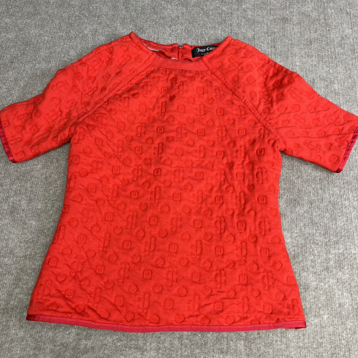 Juicy Couture Tomato Short Sleeve Pullover Top Small Textured Y2K Style