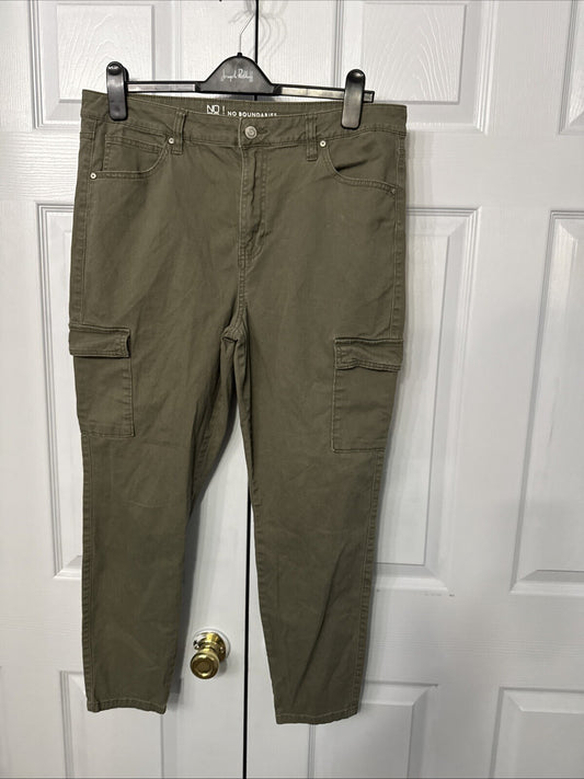 Nobo Cargo Pants Women 15 Tapered Leg Olive Preppy Casual No Boundaries