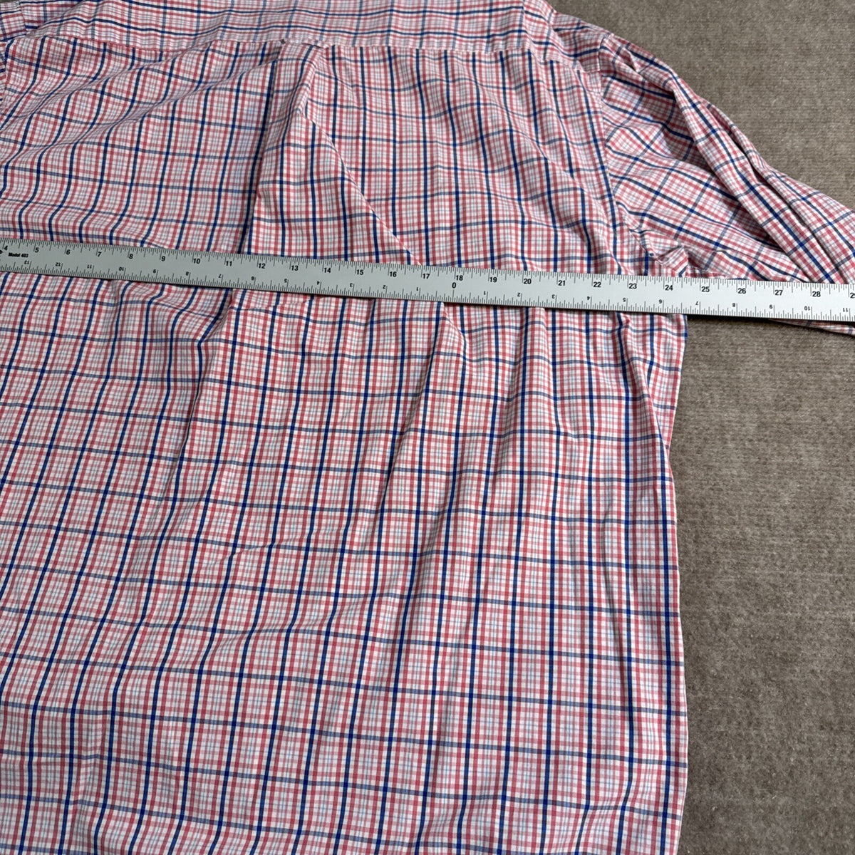 IZOD Premium Essentials Men XL Button up Shirt Contrast Cuff Plaid Red Blue