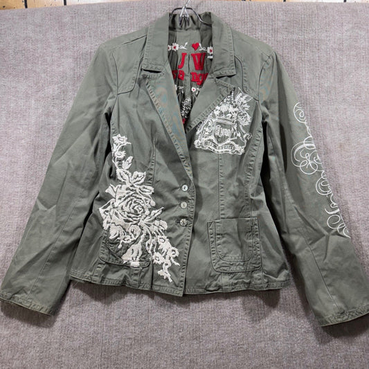 Johnny Was Los Angeles Women's Embroidered Blazer Jacket  S/M Crest Rose Accent