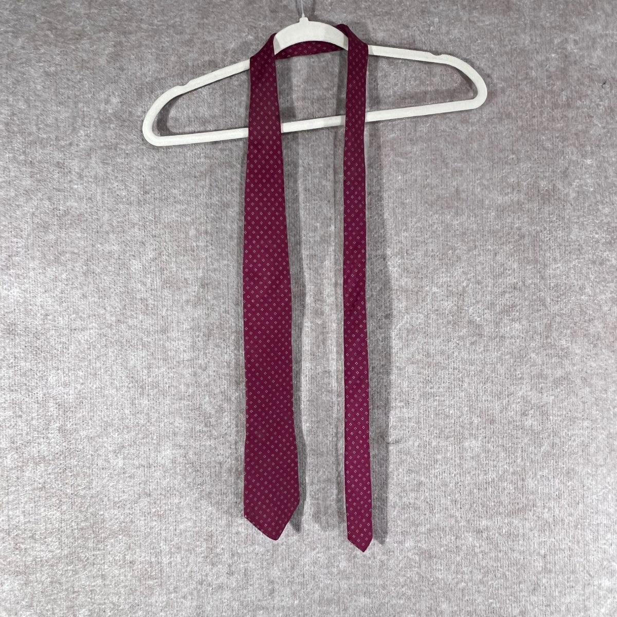 Vintage Chaps Ralph Lauren Tie Mens OS Silk Geometric Burgundy Red Preppy
