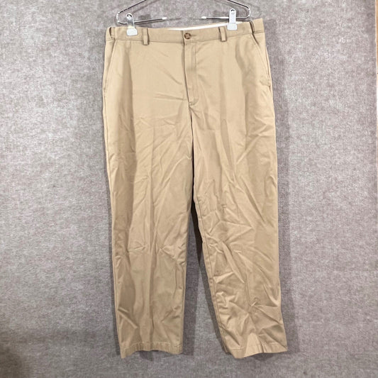 LL Bean Comfort Waist Chinos Mens 38x30 Khaki Tan Cotton Classic Minimalist