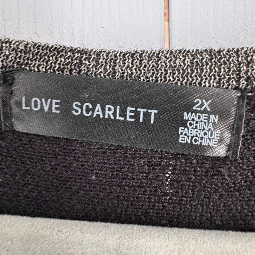 Love Scarlett Black Metallic Gold Polka Dot Sweater Dressy Career Blouse Size 2x