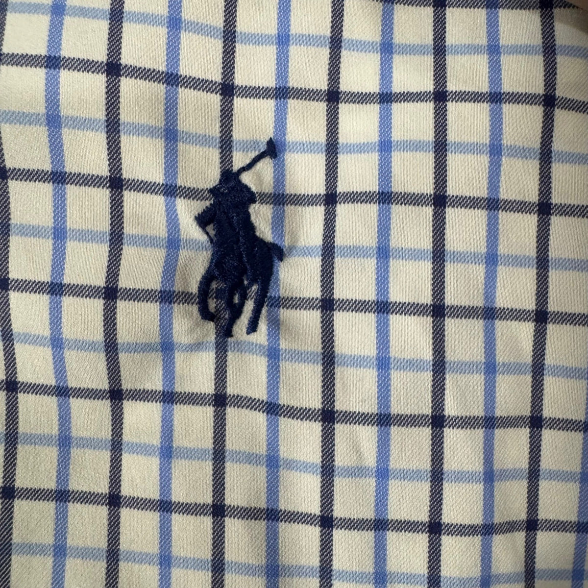 Polo Ralph Lauren Button Down Shirt Mens M Blue Plaid Classic Fit Performance