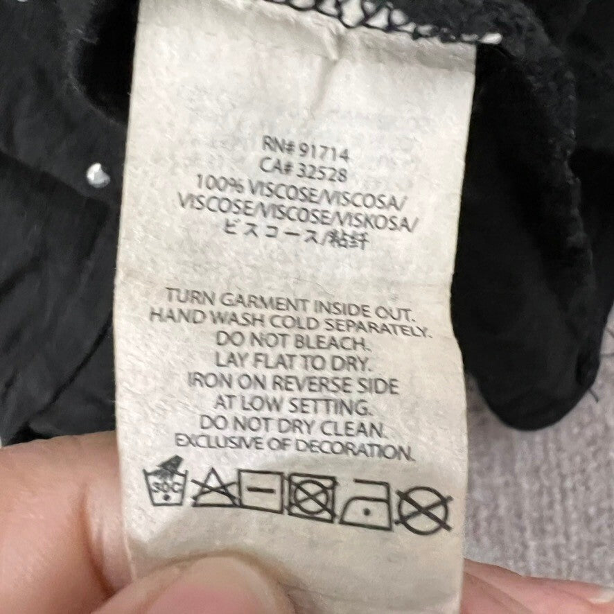 Armani Exchange XL Tunic Top Black Rhinestone Embellished Short Sleeve