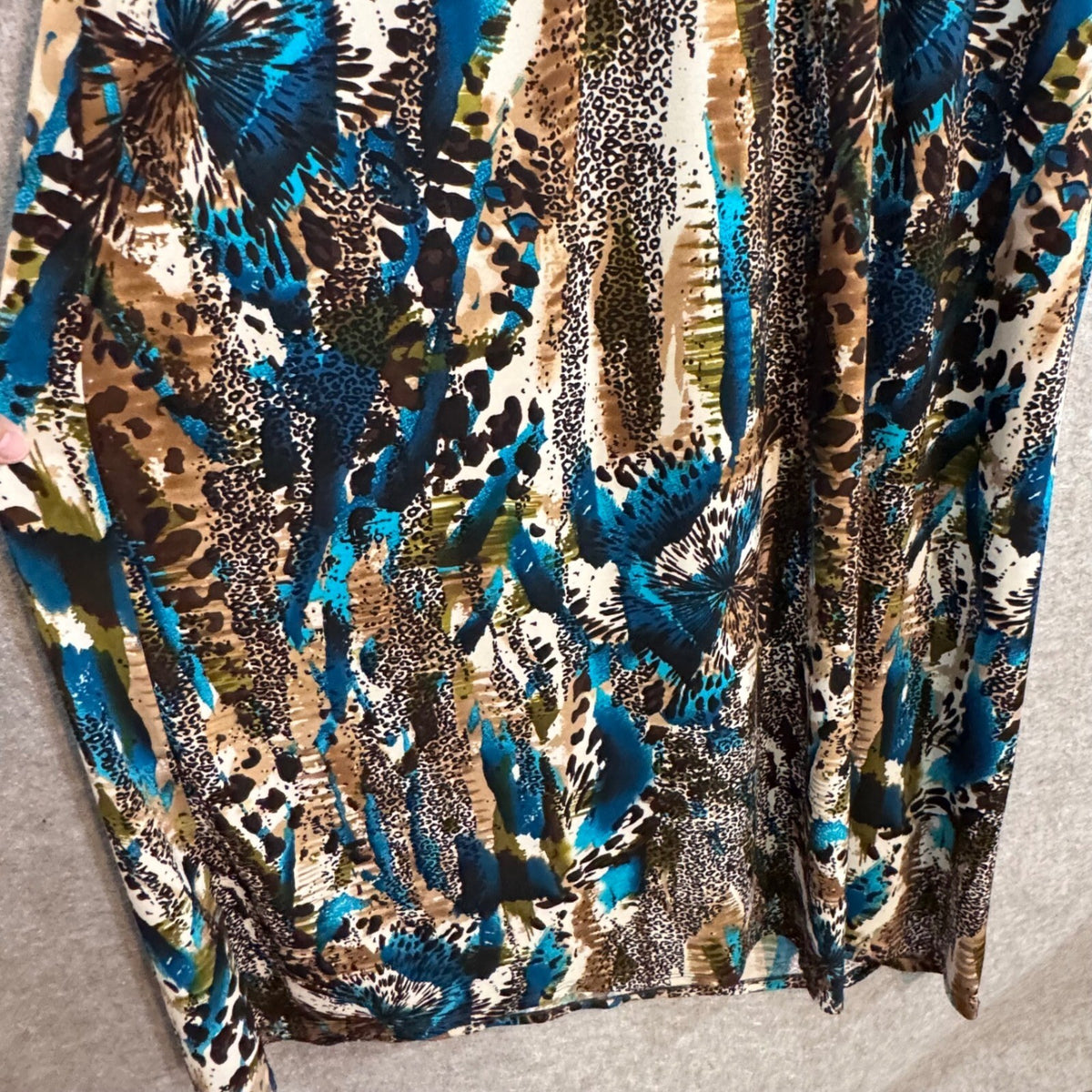 Glamour Maxi Dress Womens 14W Animal Print Sleeveless V Neck Boho Chic
