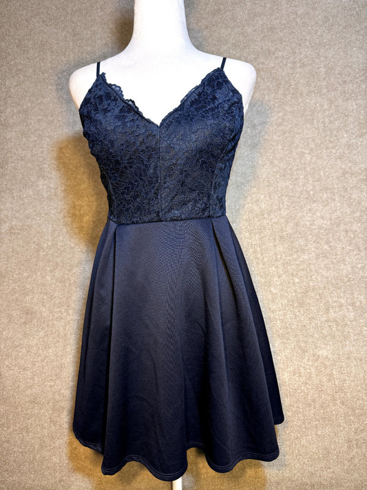 Charlotte Russe M Dress Navy Skater Baby Doll Sweetheart Fairy Prom Hoco