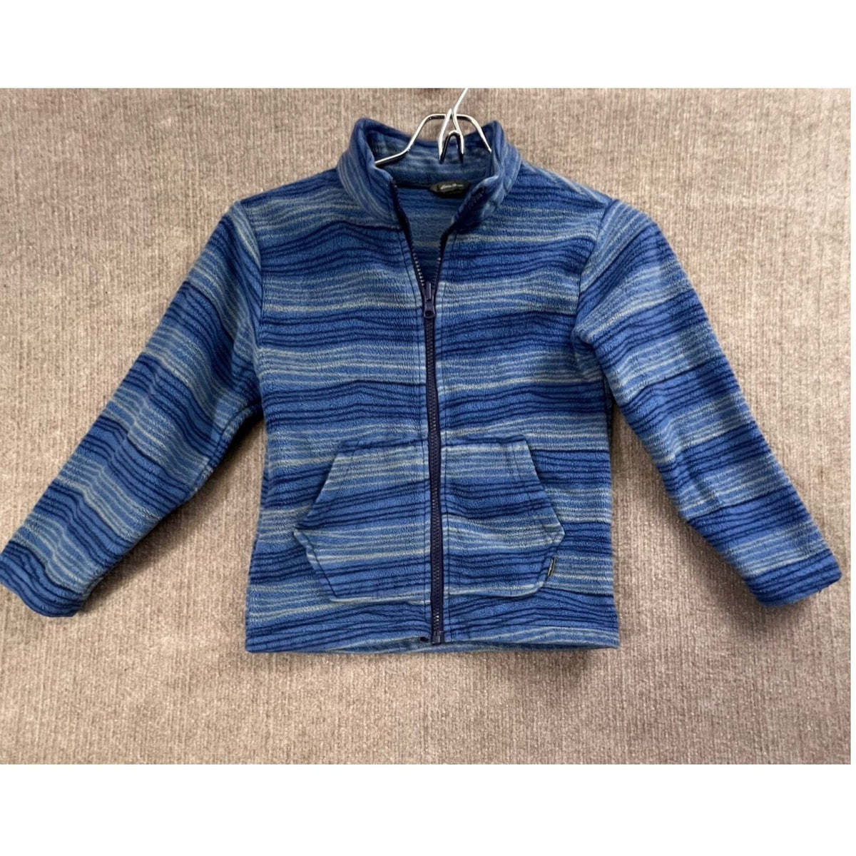 Eddie Bauer Kids Fleece Jacket Full Zip Blue Striped XS (5/6) Outdoor