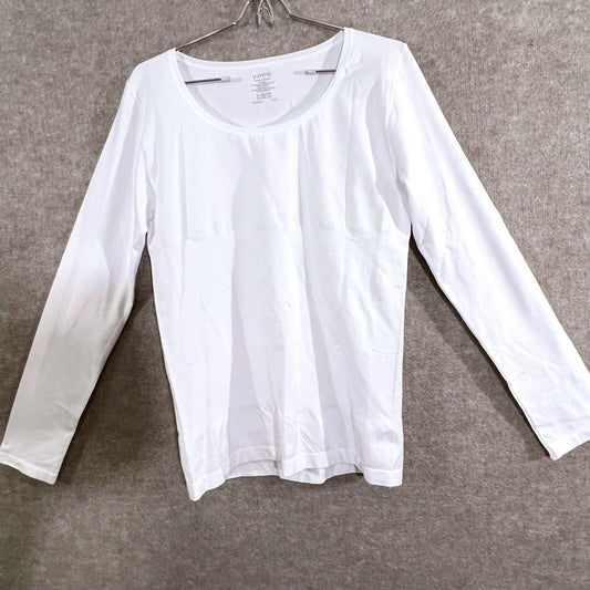 Yummie Shaping Top 1X 2X White Long Sleeve Scoop Neck Compression Layer