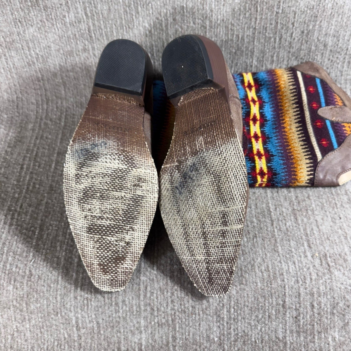 Roper Womens Western Boots Aztec Print Knit Shaft Brown Point Toe Sz 7