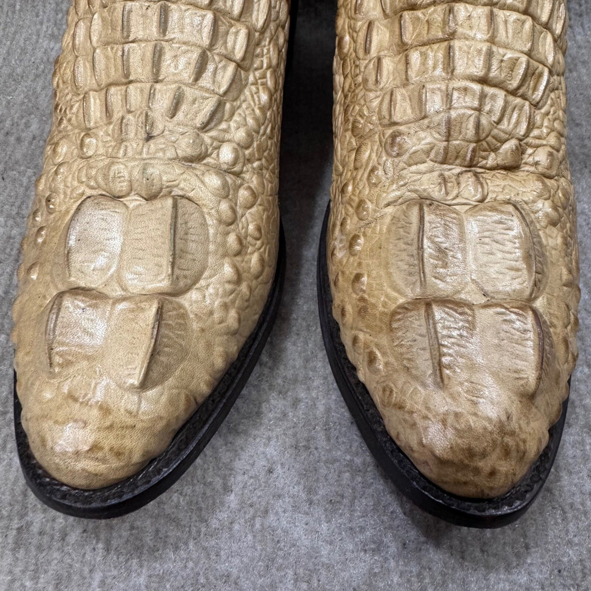 Dan Post Boots Western Almond Toe Men 8 Blonde Cow Leather Hornback Print