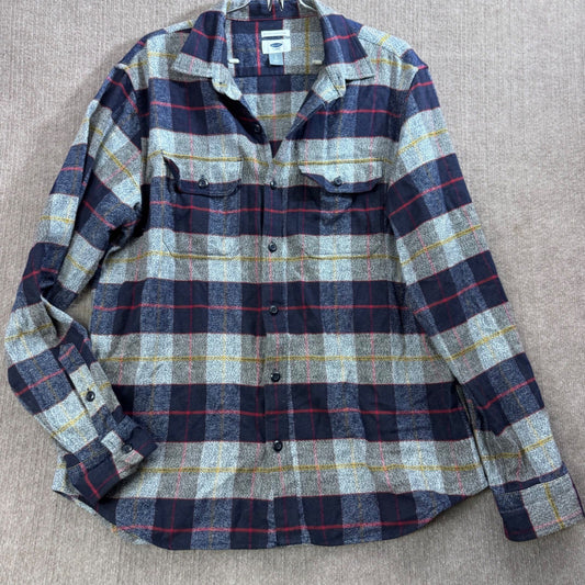 Old Navy Mens Regular Fit Long Sleeve Flannel Plaid Button Up Shirt - Large