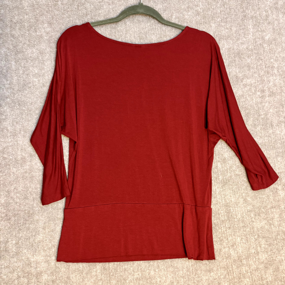 Ann Taylor Lg Rust Red Knit Top Business Casual Soft 3/4 Sleeve