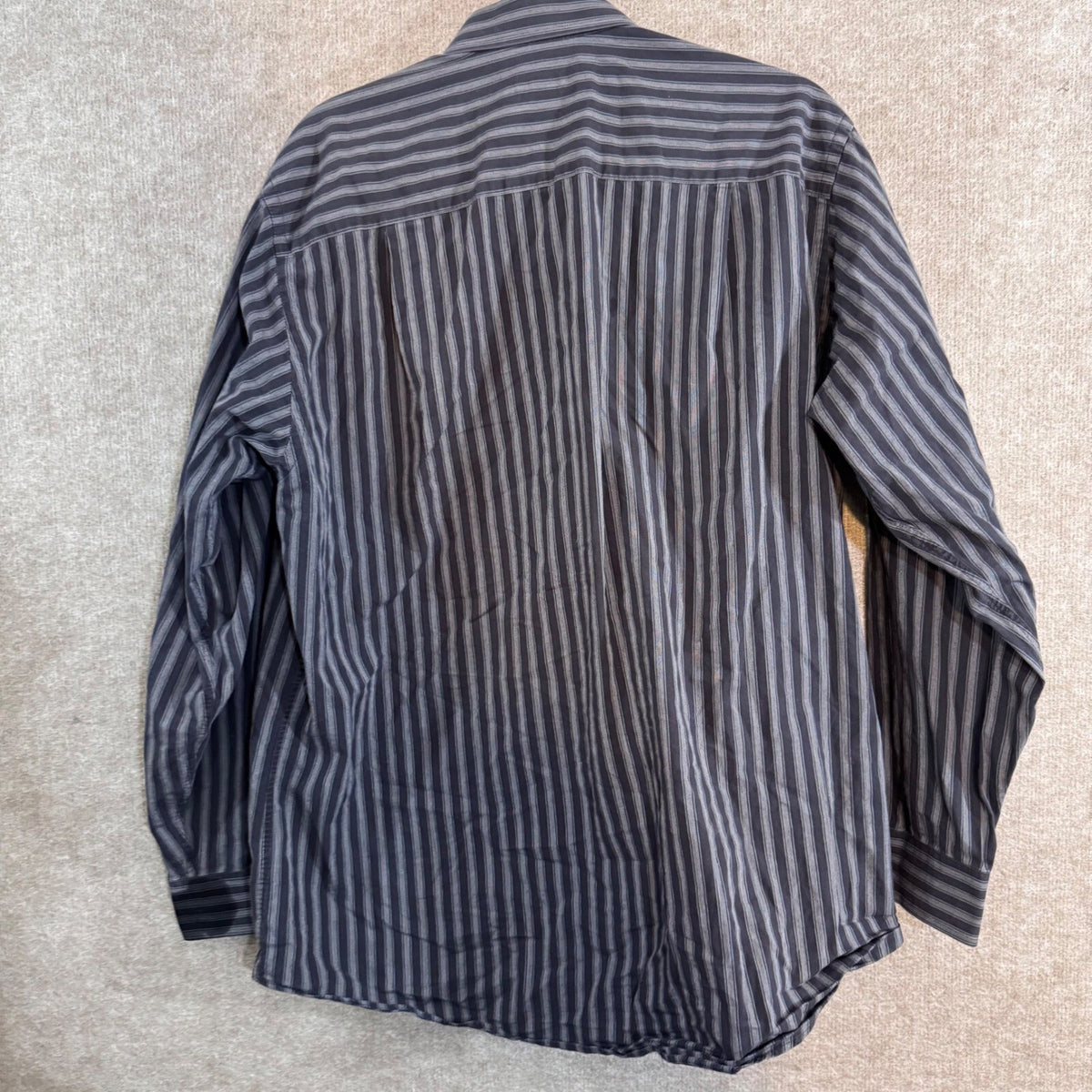 Calvin Klein Button Down Shirt Mens XL Black Gray Striped Long Sleeve Goth Sleek
